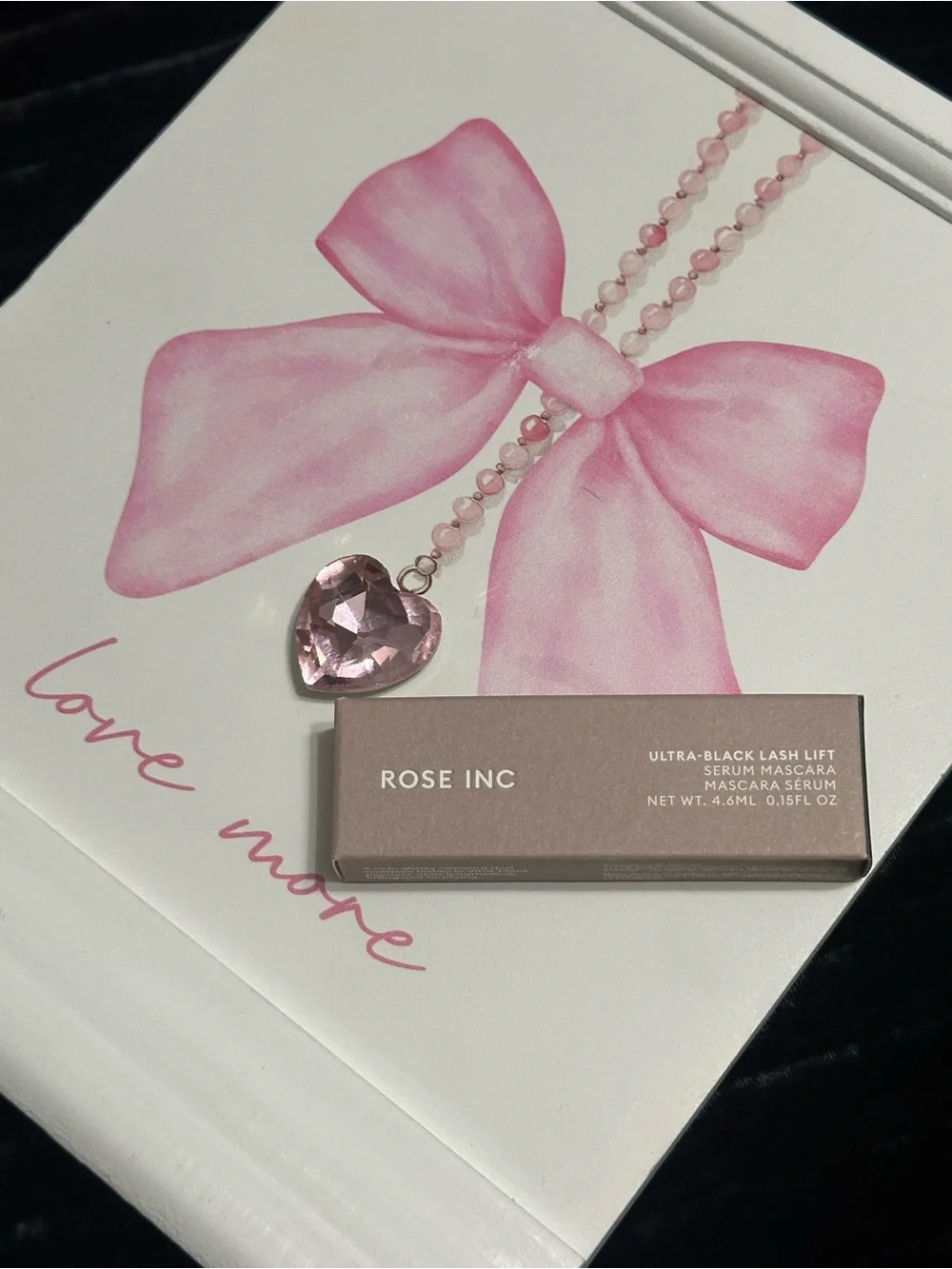 ROSE INC Pink Heart Pendant Necklace with Beaded Chain